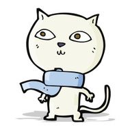 cartoon funny cat wearing scarf N8