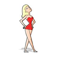 cartoon woman in party dress N3