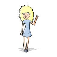 cartoon happy woman waving N4