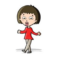 cartoon woman shrugging shoulders N200