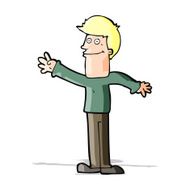 cartoon happy man waving N18