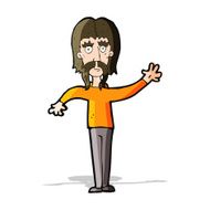 cartoon waving man with mustache N6