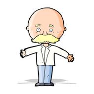cartoon bald man with open arms N4