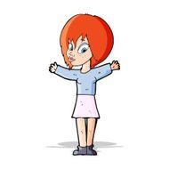 cartoon woman with open arms N41