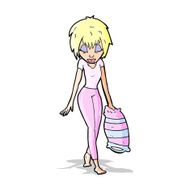 cartoon woman going to bed N3