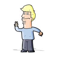 Cartoon Man Giving Peace Sign N23