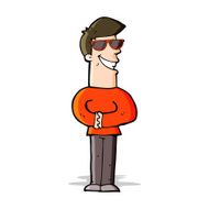 cartoon grinning man wearing sunglasses N3