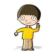 cartoon boy giving peace sign N5