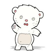 cartoon waving polar bear cub N13