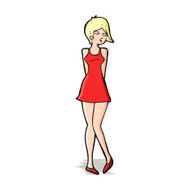 cartoon pretty woman in dress N18