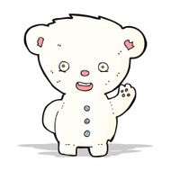 cartoon waving polar bear cub N14