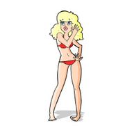 cartoon pretty woman in bikini N4