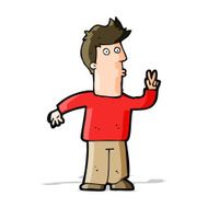Cartoon Man Giving Peace Sign N24