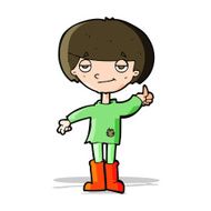 cartoon boy in poor clothing giving thumbs up symbol N4