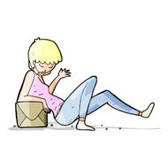 cartoon woman leaning on package box N5