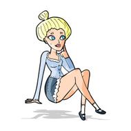 cartoon attractive woman sitting thinking N3