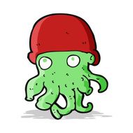 cartoon alien head wearing hat N4