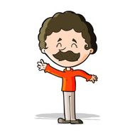 cartoon man with mustache waving N13