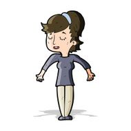 cartoon friendly woman shrugging shoulders N5