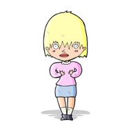 cartoon woman making Who Me? gesture N17