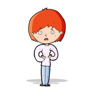 cartoon woman making Who Me? gesture N18