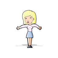 cartoon woman shrugging shoulders N204