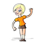 Cartoon Girl Waving N13
