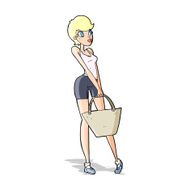cartoon attractive woman shopping N4