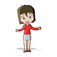 cartoon woman shrugging shoulders N205