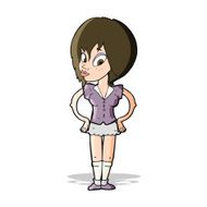 cartoon woman with hands on hips N99