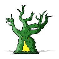 cartoon spooky old tree N12