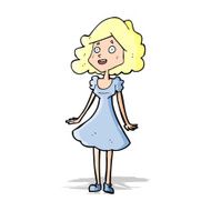 cartoon happy woman in dress N12