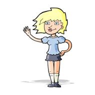Cartoon Woman Waving N142