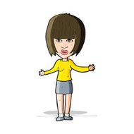 cartoon woman shrugging shoulders N209