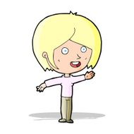 cartoon happy girl waving N4