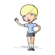 Cartoon Girl Waving N14