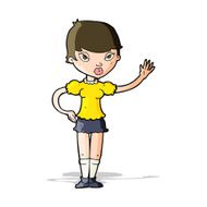 Cartoon Woman Waving N143