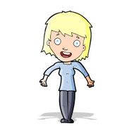 cartoon woman shrugging shoulders N211