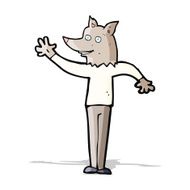 cartoon waving wolf man N3