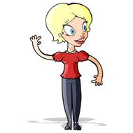 Cartoon Woman Waving N145