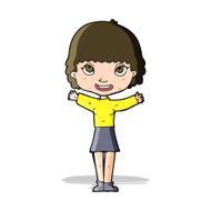 Cartoon Woman Waving N148