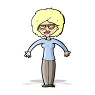 cartoon woman shrugging shoulders N213