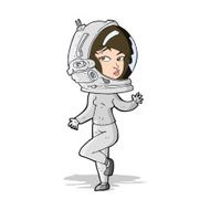 cartoon woman wearing space helmet N9