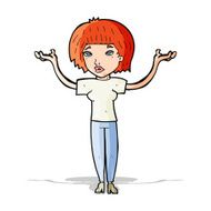 cartoon woman shruggin shoulders N2