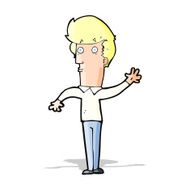 cartoon nervous man waving N8