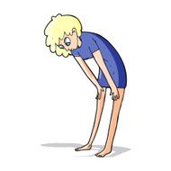 cartoon woman looking at her feet N4