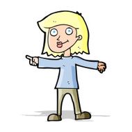cartoon happy woman pointing N26