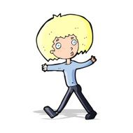 cartoon surprised man walking N4