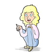cartoon happy woman sitting and pointing N4