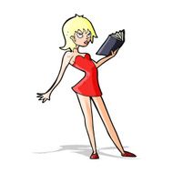 cartoon woman reading book N5